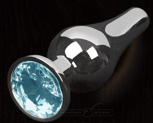 Серая анальная пробка с голубым кристаллом Пикантные штучки DP11S004M2-LWB (12 см)