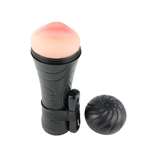 Мастурбатор-ротик телесного цвета в тубе с 7 уровнями вибрации и выносным пультом Baile BM-00900T27Z-2