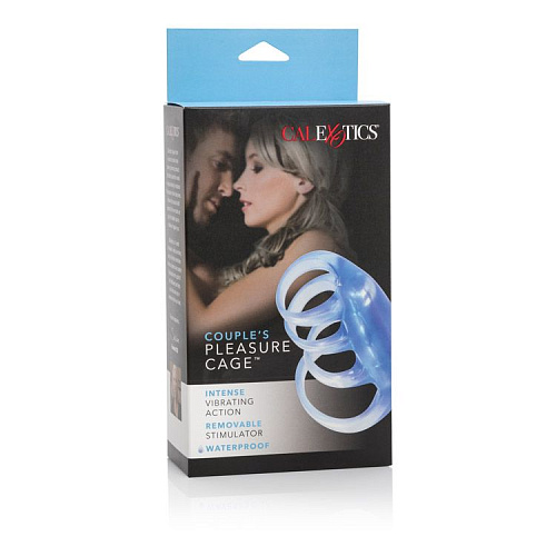 Нежно-голубая насадка с вибрацией California Exotic Novelties Couple s Pleasure Cage SE-1803-15-3