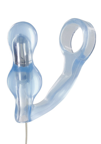 Голубая анальная пробка с вибрацией и эрекционным колечком Toy Joy MANPOWER 3006010200