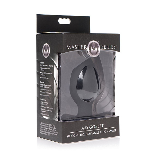 Малая чёрная анальная пробка XR Brands Ass Goblet Silicone Hollow Anal Plug Small AF981-Small (9,53 см)