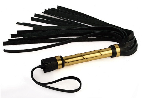 Золотисто-чёрная кожаная плеть Sitabella 3011-18 (40 см)