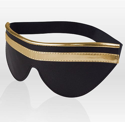 Чёрно-золотистая кожаная маска на резинке Sitabella 3182-18