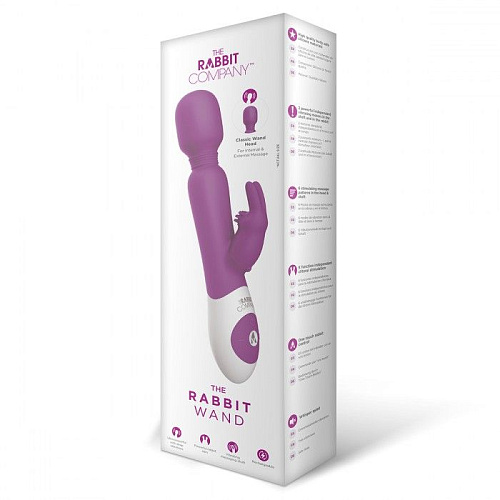 Ярко-розовый жезловый вибратор с клиторальным отростком The Rabbit Company Wand Rabbit TRC-011ROS