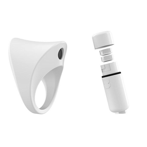 Белое эрекционное кольцо с вибрацией OVO B11 WHITE