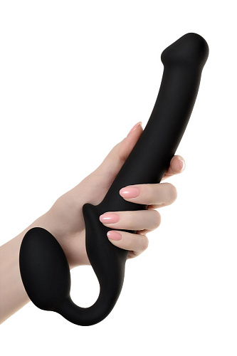 Чёрный безремневой страпон Strap-on-me Silicone Bendable Strap-On M 6012840