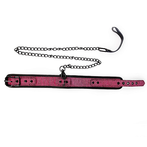 Чёрно-розовый ошейник с поводком-цепочкой Bior toys NTB-80695