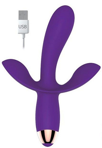 Фиолетовый вибратор с двумя отростками Bior toys ST-40155-5