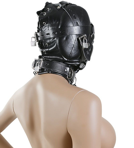 Чёрная закрытая маска на голову Пикантные штучки DP011