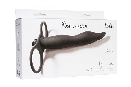 Чёрная вибронасадка для двойного проникновения Lola toys Flirtini 1204-01lola (15,9 см)