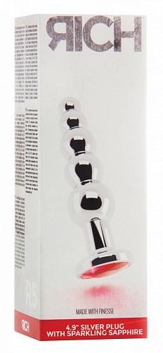 Серебристая анальная ёлочка с красным кристаллом Shots Media BV RIC005SIL (14,5 см)