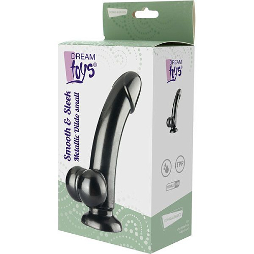 Чёрный гладкий фаллоимитатор Dream Toys TOYS SMOOTH SLEEK METALLIC DILDO 21425 (14 см)