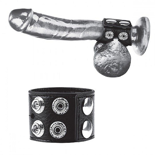 Чёрный ремень на член и мошонку BlueLine 1.5 Cock Ring With Ball Strap BLM3046
