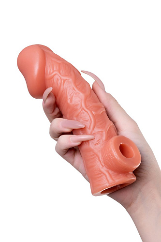 Телесная насадка на фаллос с фиксацией мошонки KOKOS EXTREME SLEEVE RES.001-M (15,6 см)