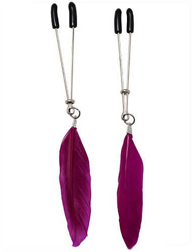 Зажимы для груди с фиолетовыми пёрышками Eroticon P3341PUR