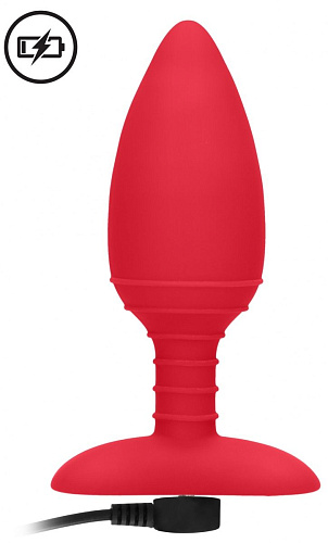 Красная анальная пробка с вибрацией и подогревом Shots Media BV Glow ELE015RED (12 см)