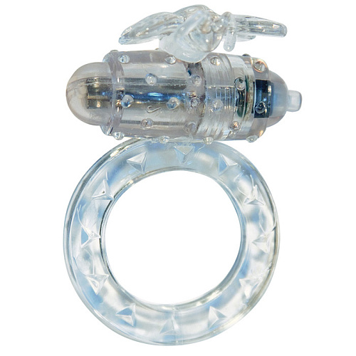 Прозрачное эрекционное виброкольцо Toy Joy Flutter-ring Vibrating Ring Clear 3006009346
