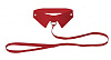 Красный кожаный воротник с поводком Shots Media BV Red OUCH! OU144RED