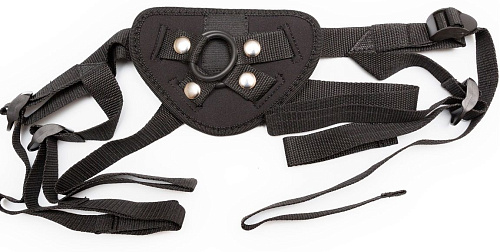 Чёрные трусики для страпона с креплением насадок кольцами Пикантные штучки DP621