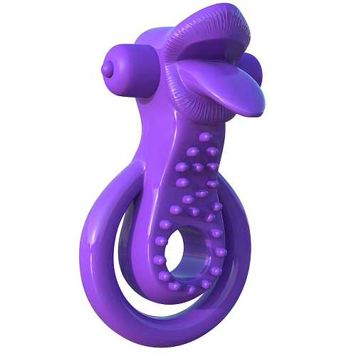 Фиолетовое эрекционное кольцо на пенис и мошонку Pipedream Lovely Licks Couples Ring D5822-12