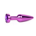Удлиненная коническая гладкая фиолетовая анальная втулка с кристаллом фиолетового цвета Anal Jewelry Plug XVLT-04 (11,3 см)