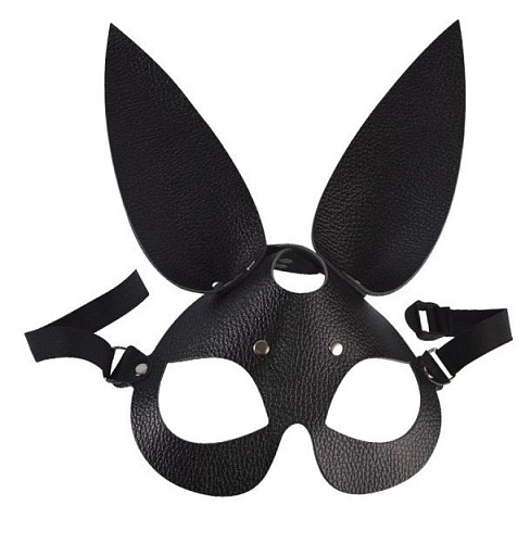 Чёрная кожаная маска Sitabella «Зайка» 3186-1t