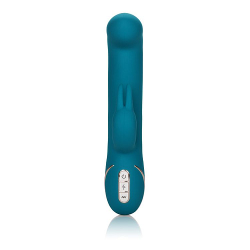 Бирюзовый вибратор с изогнутой головкой California Exotic Novelties Jack Rabbit Signature Silicone Rocking G Rabbit SE-0609-20-3 (20 см)