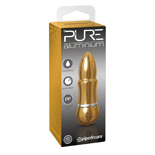 Золотистый алюминиевый вибратор Pipedream GOLD SMALL PD4956-27 (7,5 см)