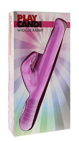 Розовый вибромассажёр с клиторальным стимулятором Seven Creations PLAY CANDI WIGGLE RABBIT 50763 (17 см)