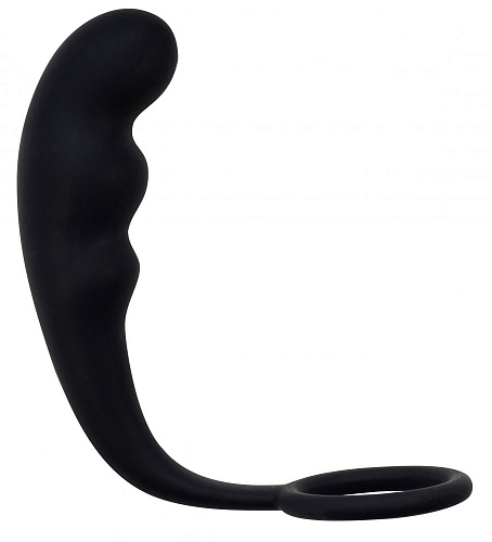 Чёрное эрекционное кольцо с анальным стимулятором Lola toys Mountain Range Anal Plug 4218-01Lola