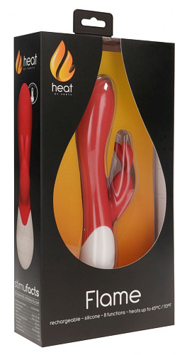 Красный вибратор-кролик с функцией нагрева Shots Media BV Flame HEA003RED (20 см)
