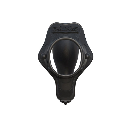 Вибрирующее эрекционное кольцо чёрного цвета с анальным стимулятором Pipedream Rock Hard Ass-Gasm PD5909-23