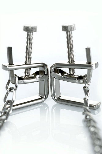 Серебристые зажимы для сосков с цепочкой ToyFa Theatre 705004