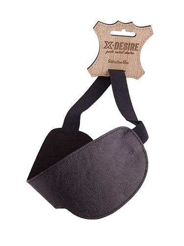 Чёрная широкая кожаная маска на глаза Sitabella 3081-1