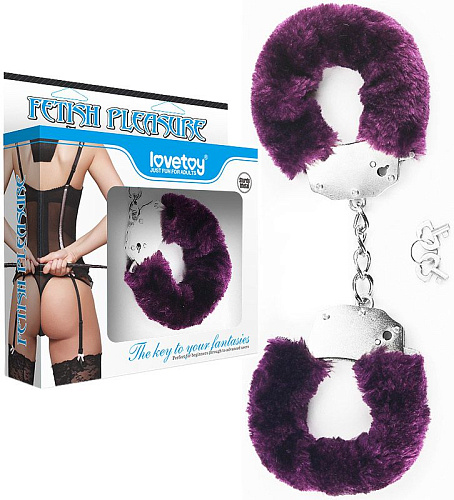 Наручники в фиолетовой меховой опушке Lovetoy LV1501Purple