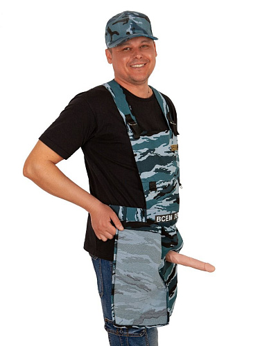 Синий камуфляжный фартук с фаллосом LOVETOY (А-Полимер) «Группа захвата» КС-002