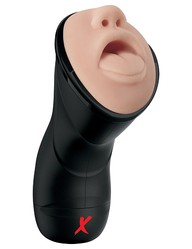 Чёрно-телесный мастурбатор-ротик Pipedream Deep Throat Vibrating Stroker RD507