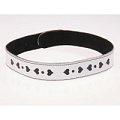Кожаный белый ошейник с чёрной аппликацией в виде сердечек Sitabella 3108-3