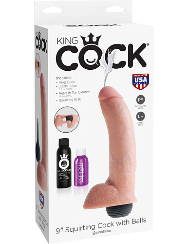 Телесный фаллоимитатор с эффектом семяизвержения Pipedream Squirting Cock with Balls PD5603-21 (22,9 см)