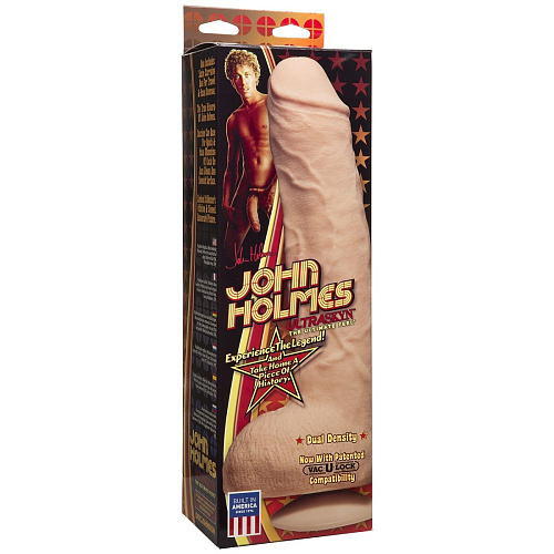 Телесный фаллоимитатор со съёмной присоской Vac-U-Lock Doc Johnson John Holmes ULTRASKYN Realistic Cock 0275-02-BX (25,1 см)