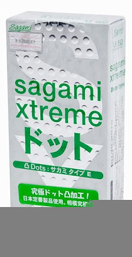 Презервативы зелёные с точкам Sagami Xtreme Type-E №10