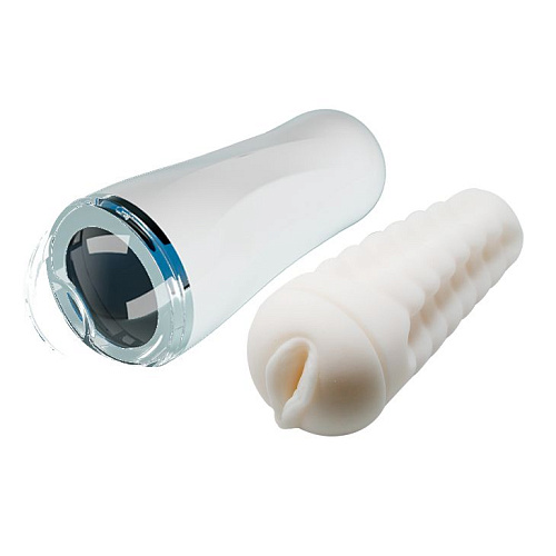 Мастурбатор-вагина белого цвета в колбе с крышечкой Baile BM-00900T52N