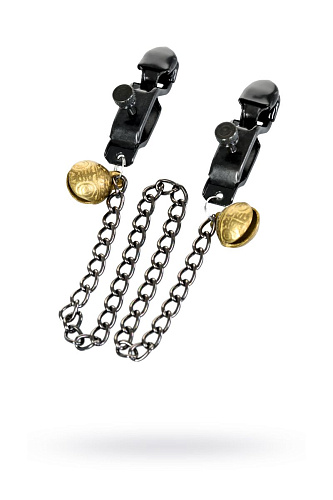 Чёрные зажимы для сосков с цепочкой ToyFa Theatre 705002