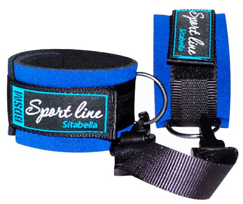 Сине-чёрные оковы на ноги из неопрена Sitabella 7073-5