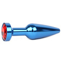 Удлиненная синяя анальная втулка с красным кристаллом Anal Jewelry Plug XBLU-16 (11,3 см)