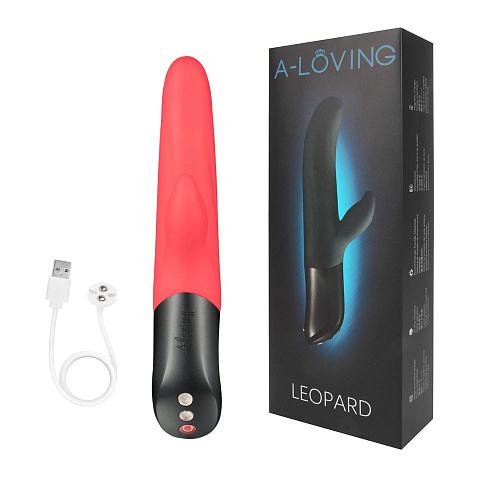 Красный вибромассажёр с 10 режимами вибрации A-LOVING LEOPARD 2032L-3 (23,7 см)