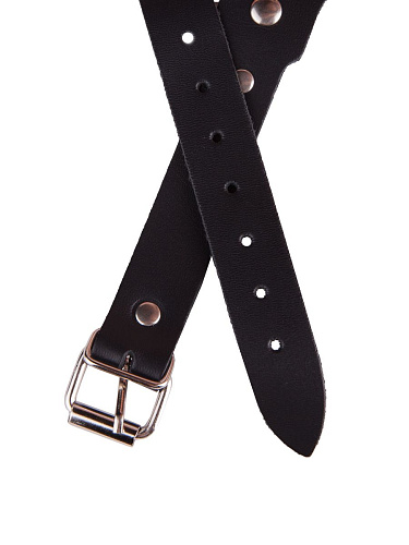 Чёрная маска из натуральной кожи с контрастной строчкой по краю Sitabella 3175-1