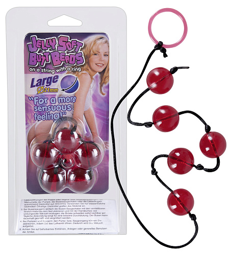 Цепочка красных анальных шариков с кольцом для изъятия Orion 0514608