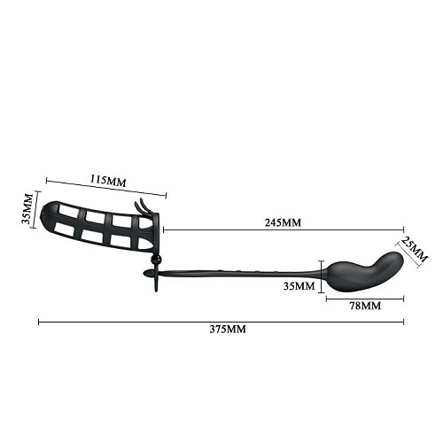 Чёрная насадка со съёмным вибростимулятором простаты Baile Hercules Penis Sneath BI-026231-0801