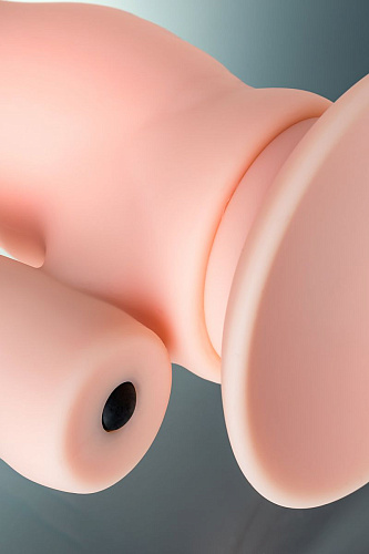 Двойной фаллоимитатор с присоской и съёмной вибропулей телесного цвета A-toys 761030 (19,5 см)